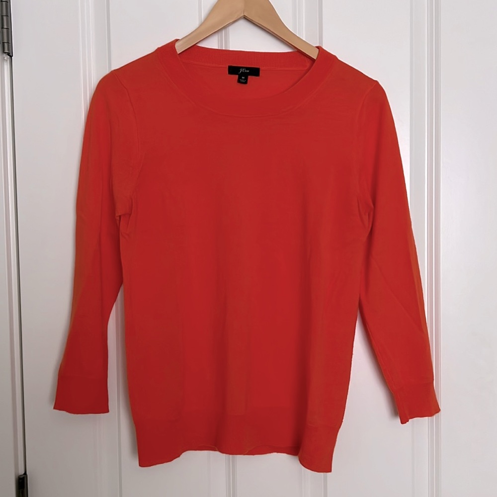 100% Merino J. Crew Tippi sweater in flame orange